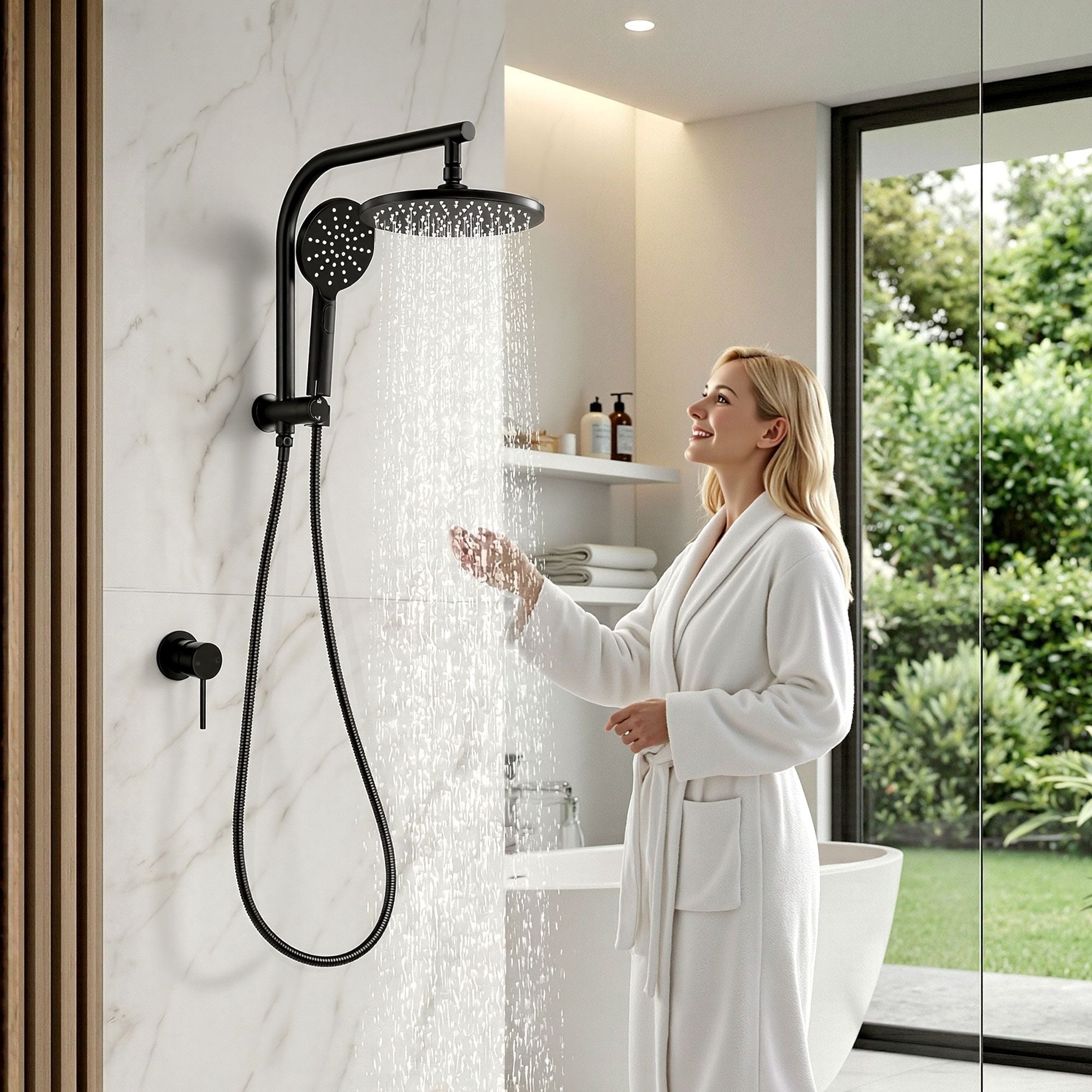 Cefito 9'' Rain Shower Head Set Handheld Round High Pressure Mixer Tap Chrome Bedworld