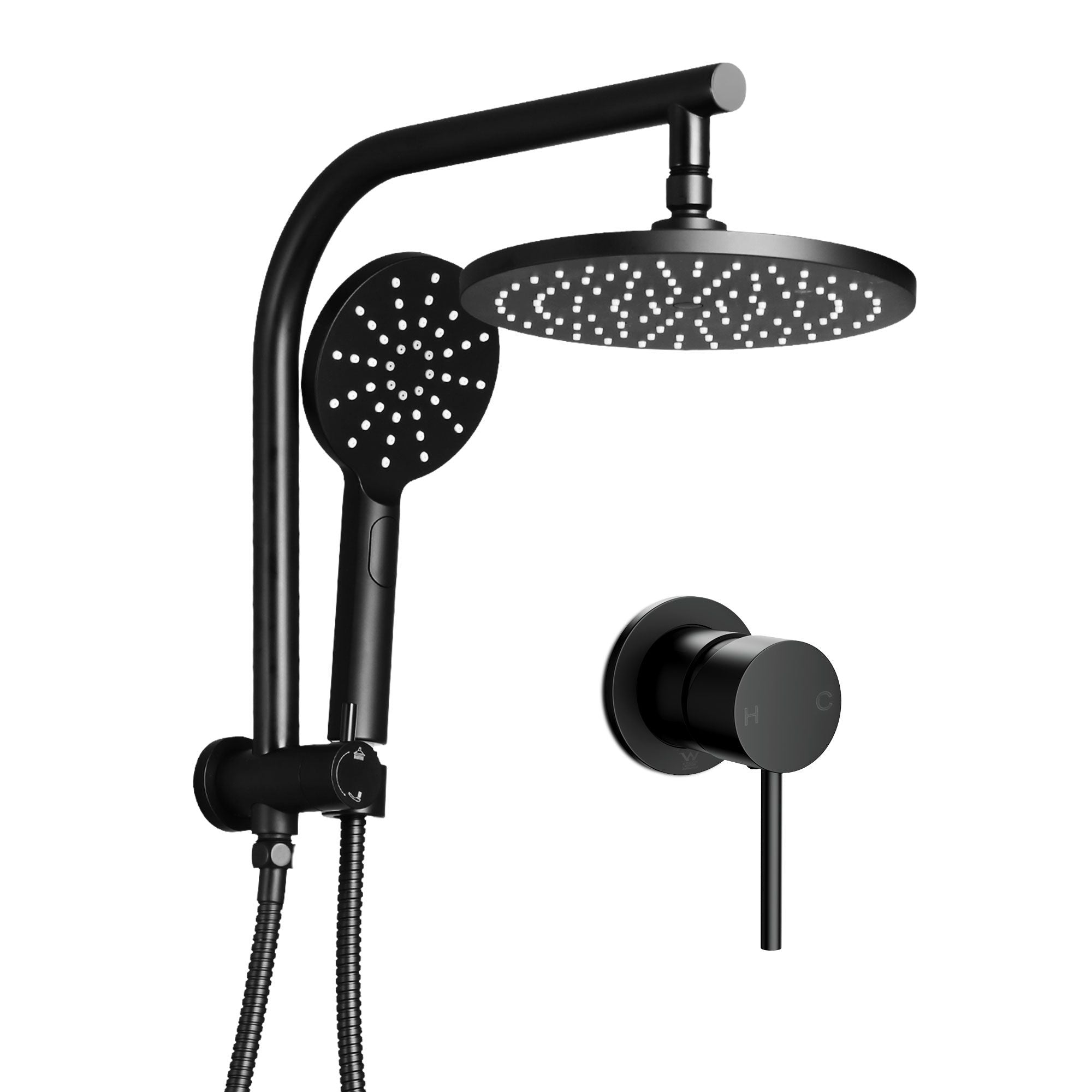 Cefito 9'' Rain Shower Head Set Handheld Round High Pressure Mixer Tap Chrome Bedworld