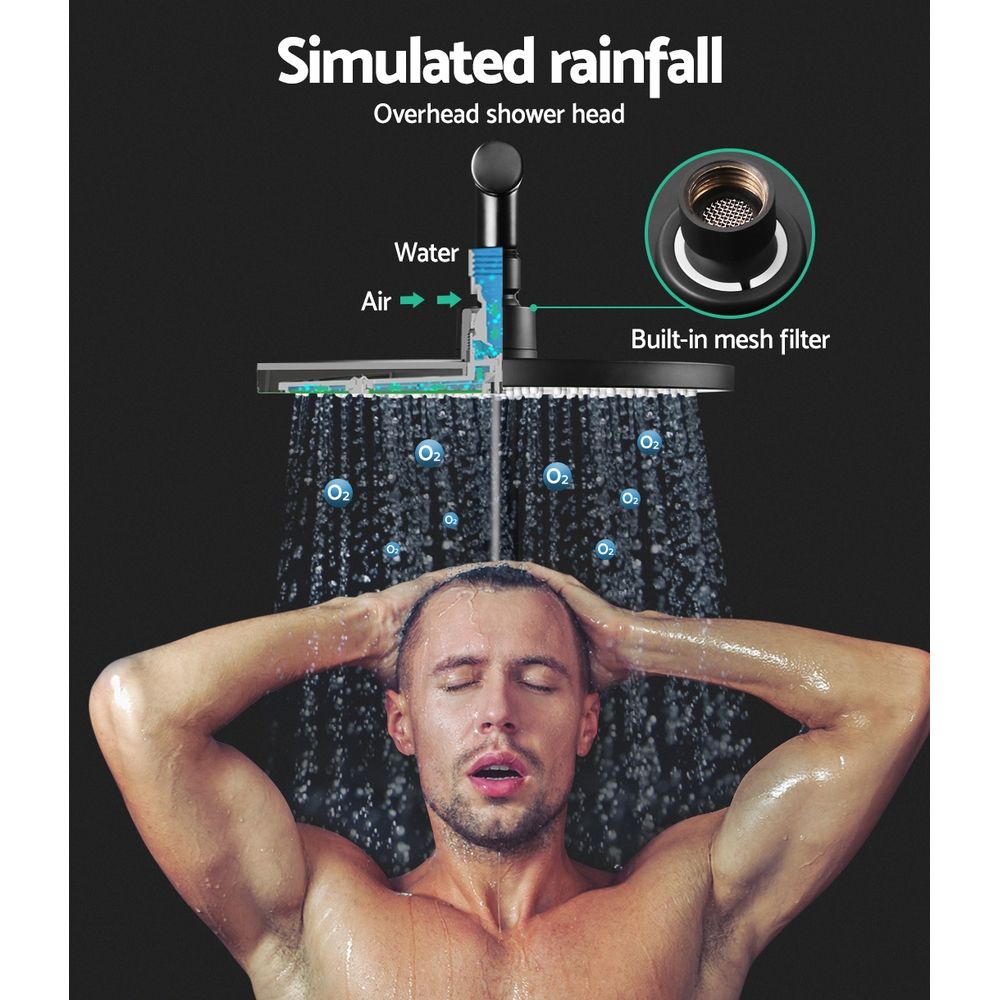 Cefito 9'' Rain Shower Head Set Handheld Round High Pressure Twins Tap Black Bedworld