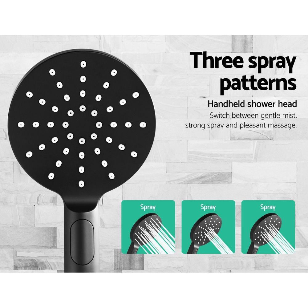 Cefito 9'' Rain Shower Head Set Handheld Round High Pressure Twins Tap Black Bedworld