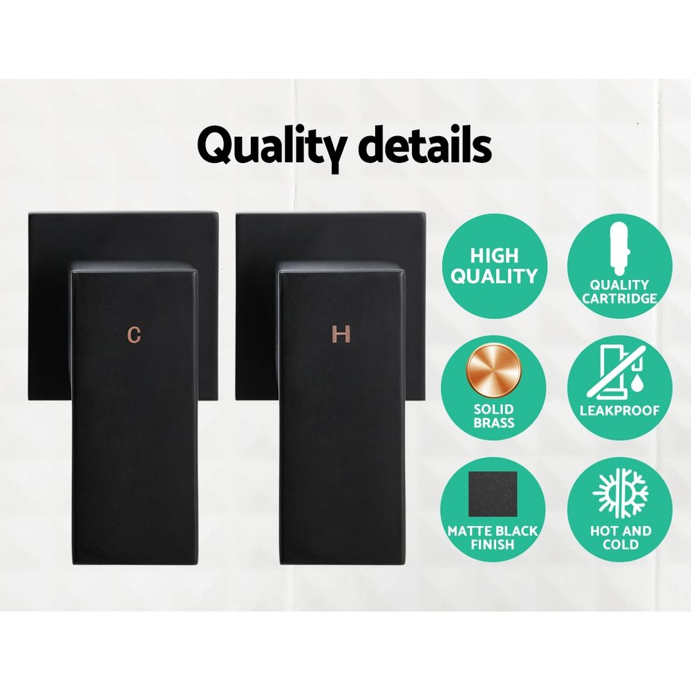 Cefito 9'' Rain Shower Head Set Handheld Round High Pressure Twins Tap Black Bedworld