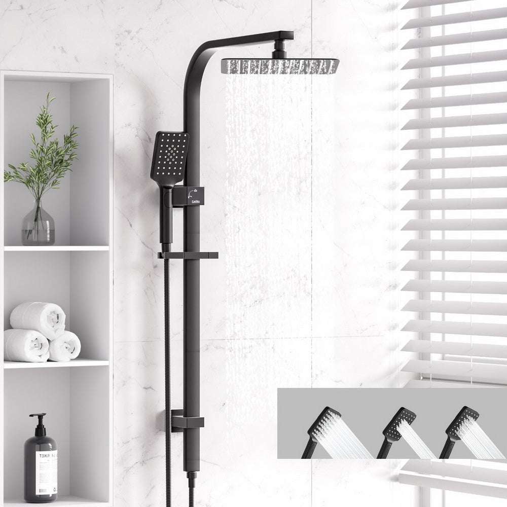 10'' Rain Shower Head Set Handheld Square High Pressure Black