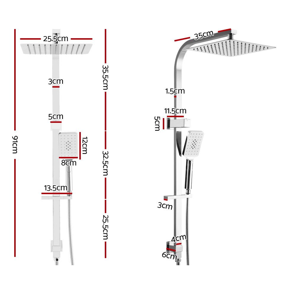 Cefito 10'' Rain Shower Head Set Handheld Square High Pressure Chrome Bedworld