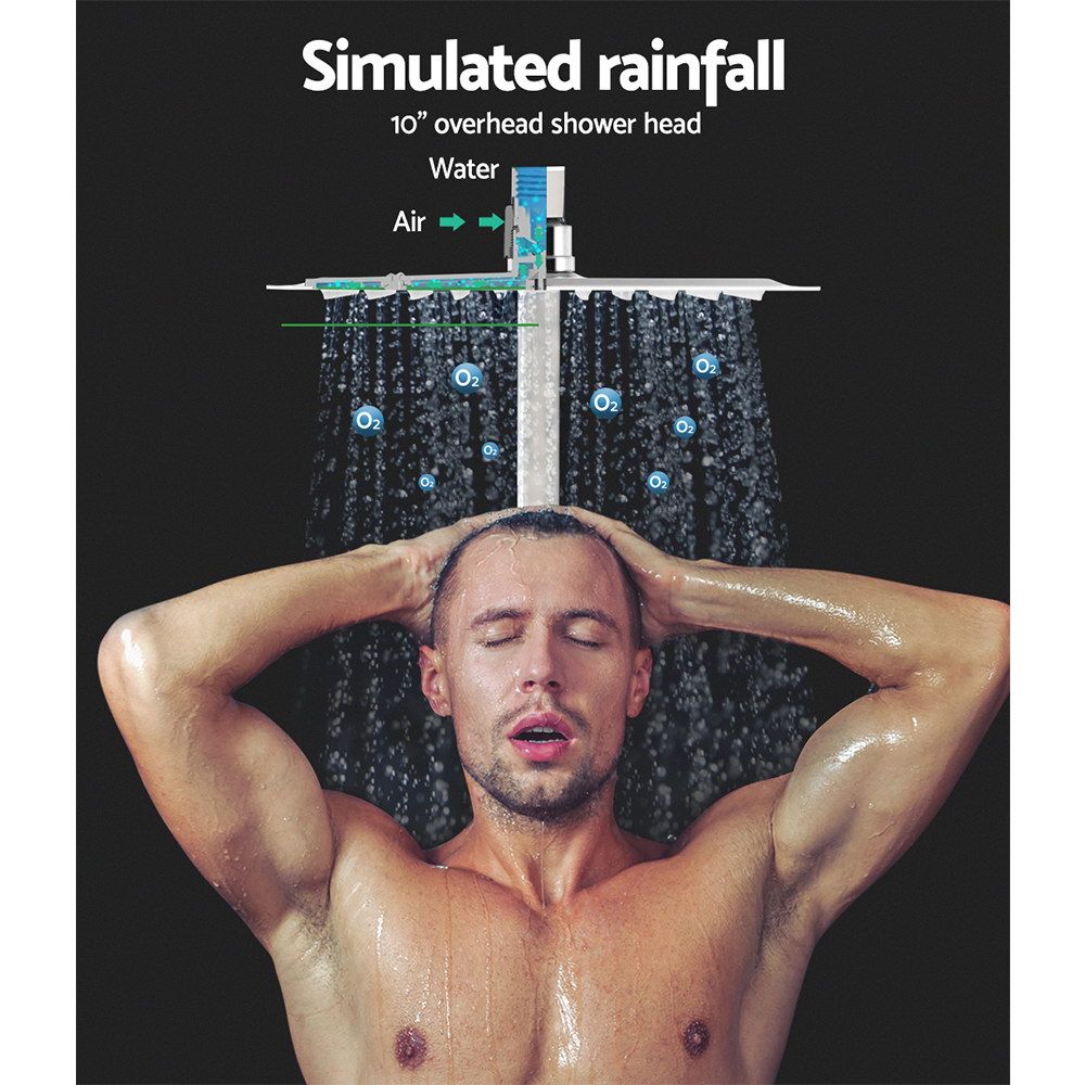 Cefito 10'' Rain Shower Head Set Handheld Square High Pressure Chrome Bedworld
