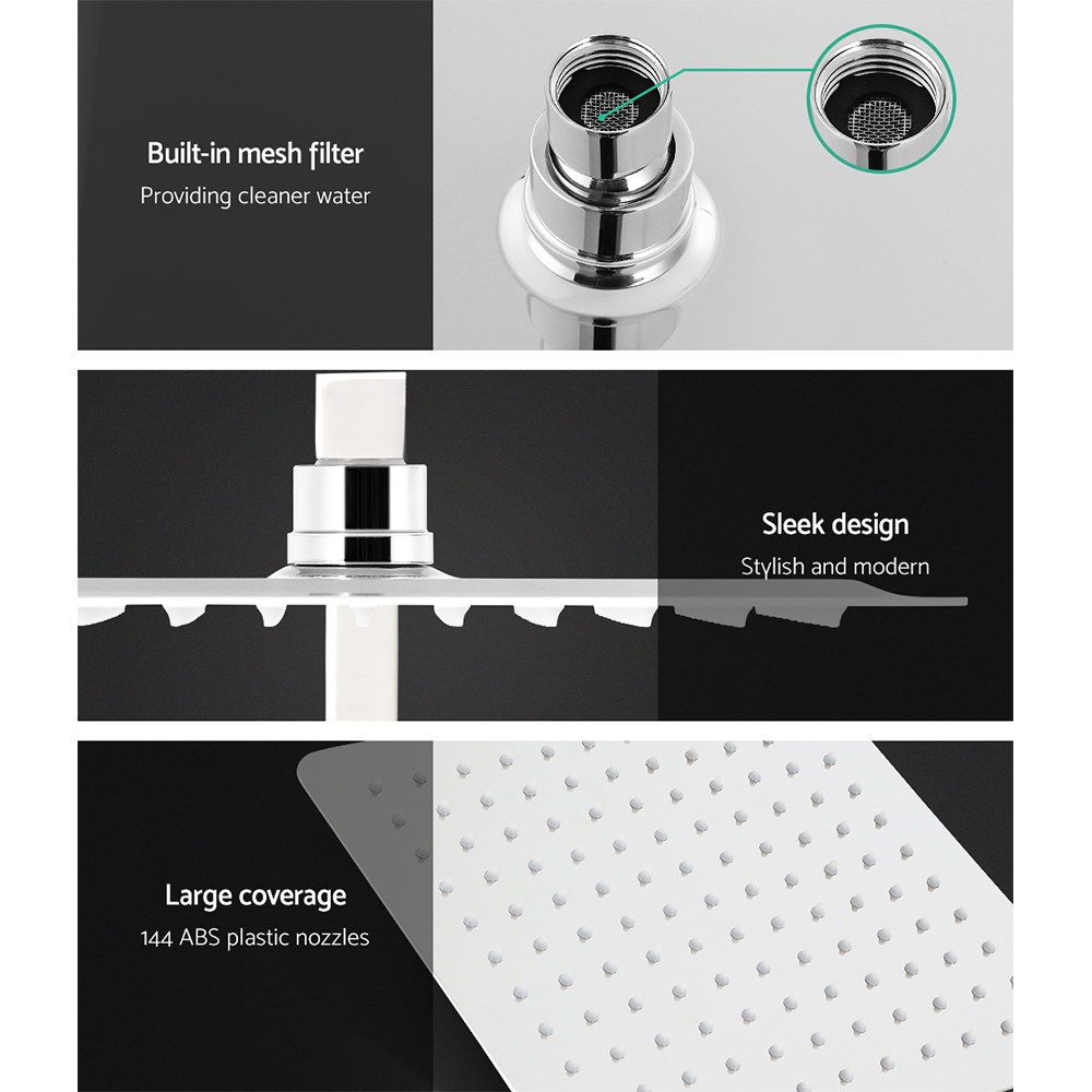 Cefito 10'' Rain Shower Head Set Handheld Square High Pressure Chrome Bedworld