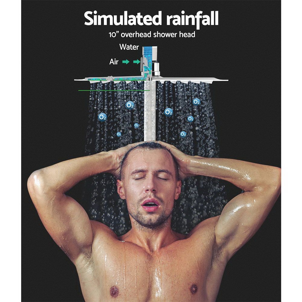 Cefito 10'' Rain Shower Head Set Handheld Square High Pressure Mixer Tap Chrome Bedworld