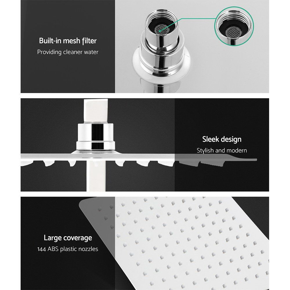 Cefito 10'' Rain Shower Head Set Handheld Square High Pressure Mixer Tap Chrome Bedworld