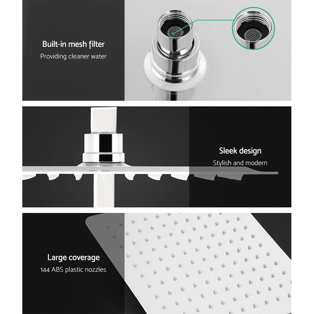 Cefito 10'' Rain Shower Head Set Handheld Square High Pressure Twins Tap Chrome Bedworld