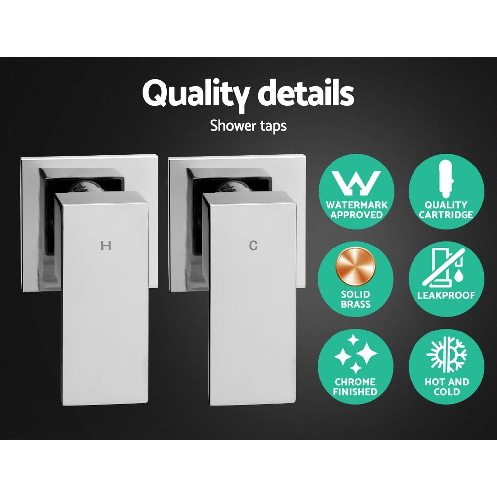 Cefito 10'' Rain Shower Head Set Handheld Square High Pressure Twins Tap Chrome Bedworld