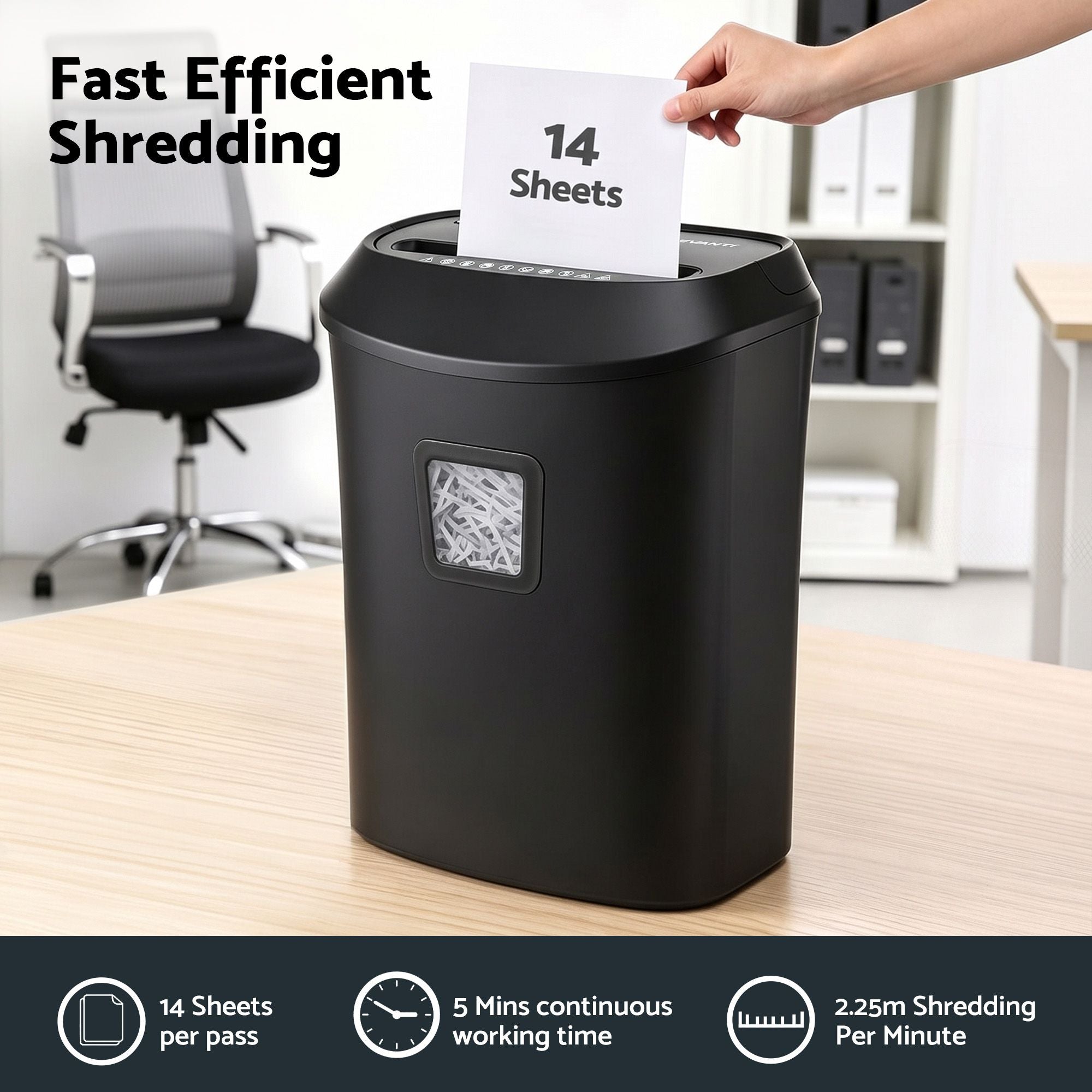 DEVANTI 25L Paper Shredder 14 Sheet P4 Cross Cut for Home Office Bedworld