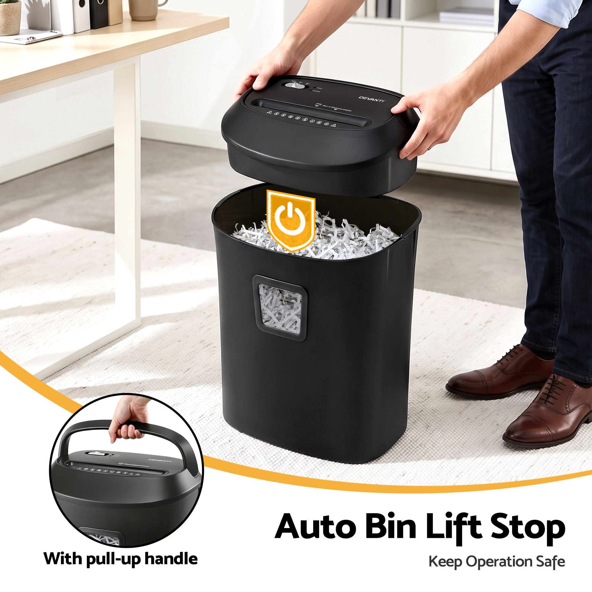 DEVANTI 25L Paper Shredder 14 Sheet P4 Cross Cut for Home Office Bedworld
