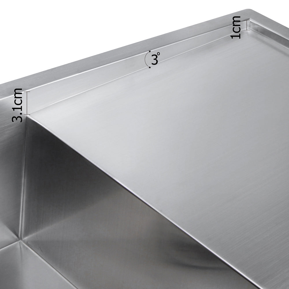 Cefito Kitchen Sink 87X45CM Stainless Steel Basin Single Bowl Silver