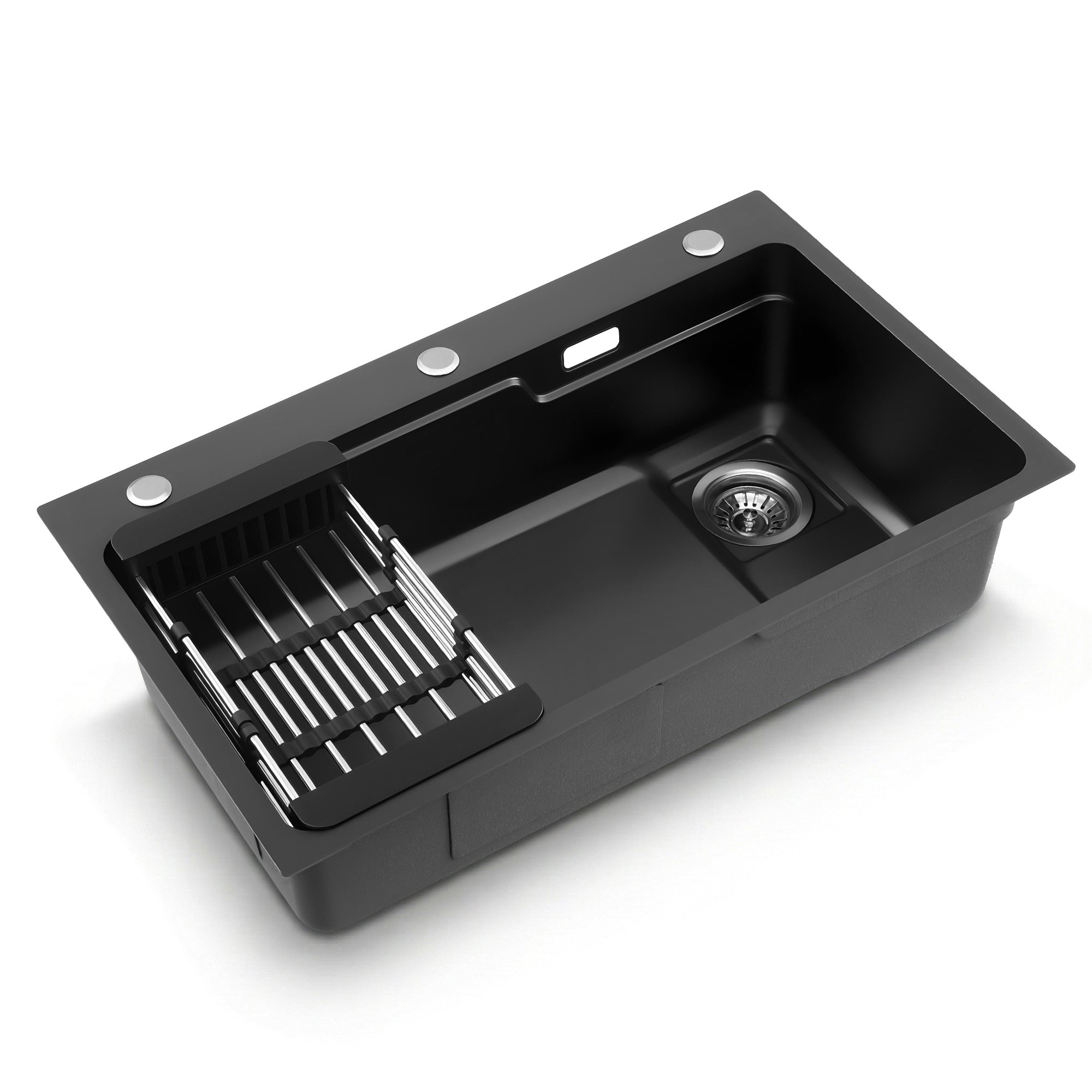 Cefito Kitchen Sink 75X45CM Stainless Steel Basin Single Bowl Drain Part Black