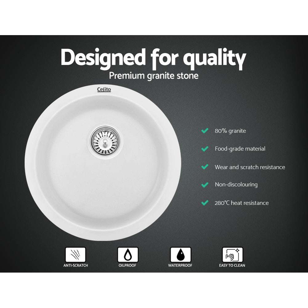 Cefito Stone Kitchen Sink Round 430MM Granite