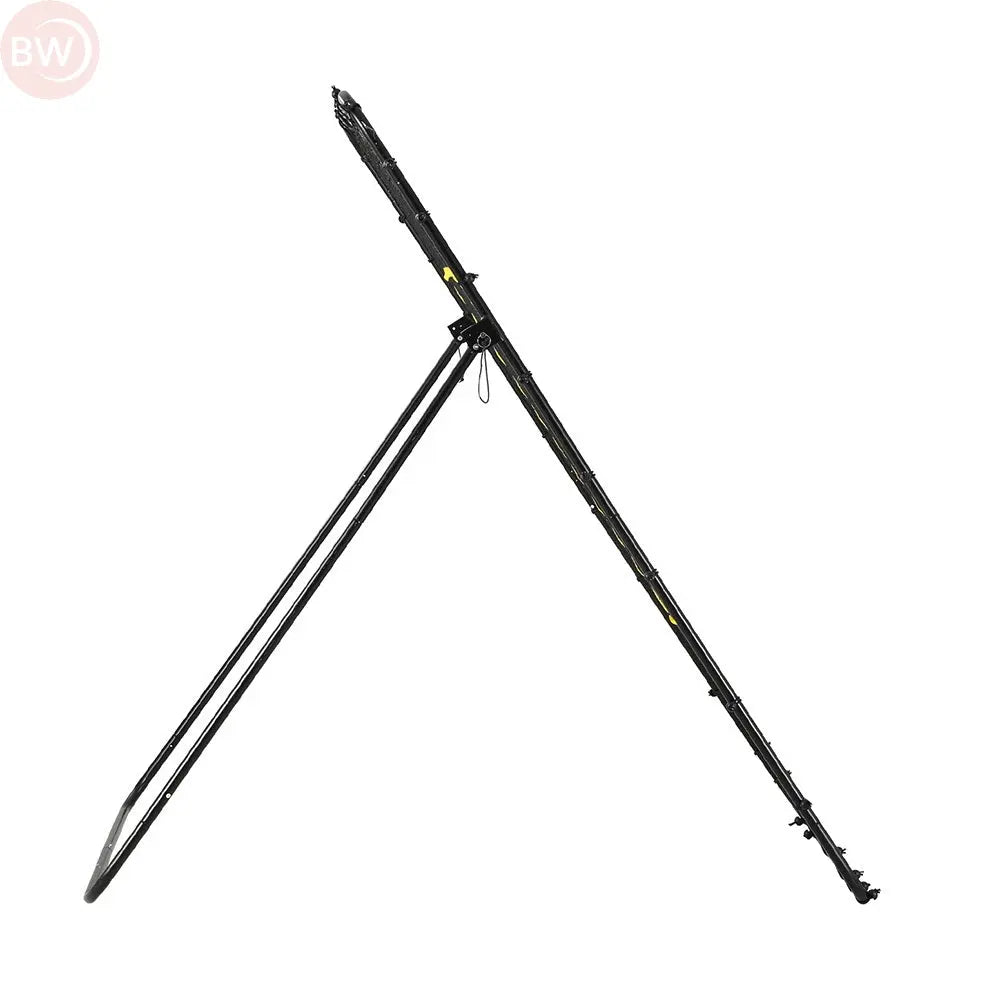 Adjustable rebounder net frame with angled legs in black metal