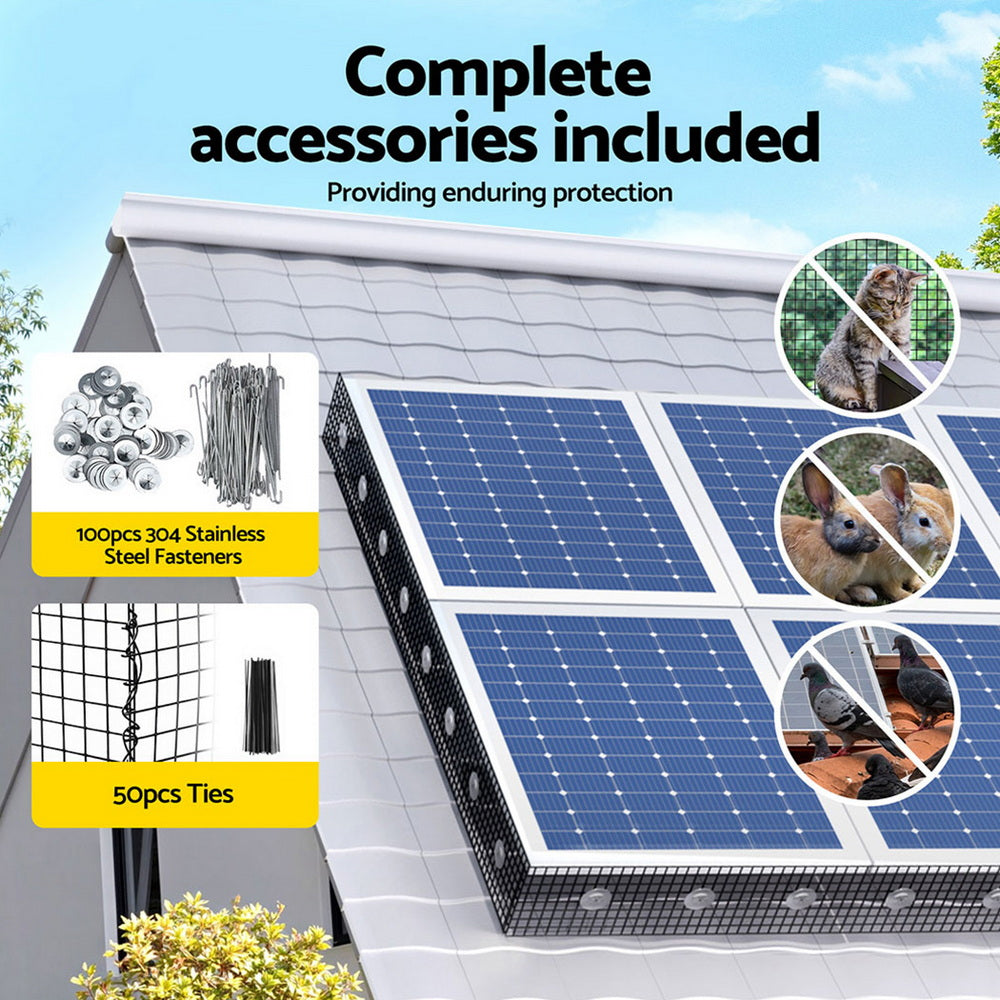 Gardeon 20cm x 30M Solar Panel Bird Guard Mesh Critter Guard Roll Kit with Rust-Proof PVC Coating