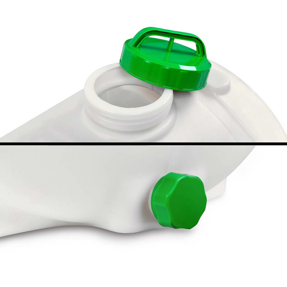 Weed sprayer tank lid and filler cap, white tank with green cap