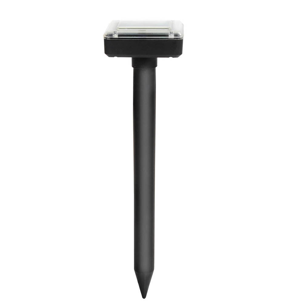 Solar ultrasonic pest repeller stake with black body and clear solar panel