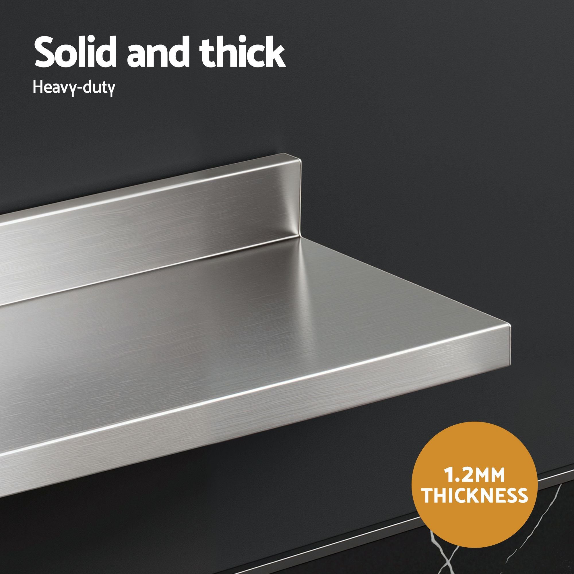 Cefito 610 x 220mm 430 Stainless Steel L-Shaped Kitchen Wall Shelf Bedworld