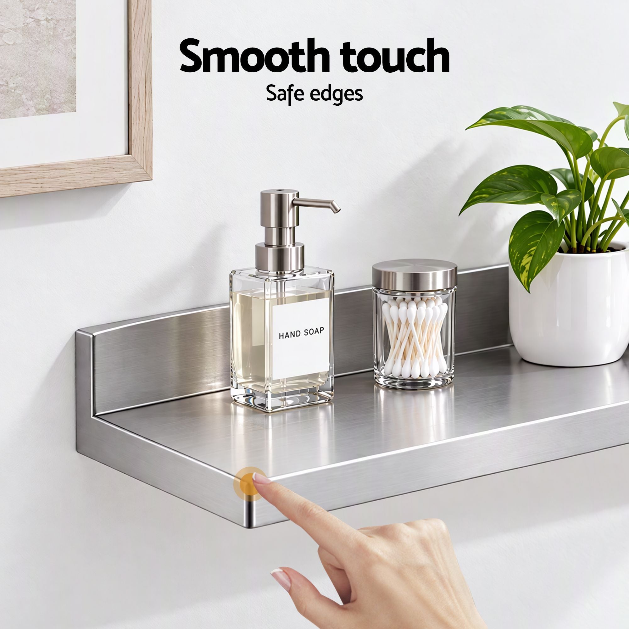 Cefito 610 x 220mm 430 Stainless Steel L-Shaped Kitchen Wall Shelf Bedworld