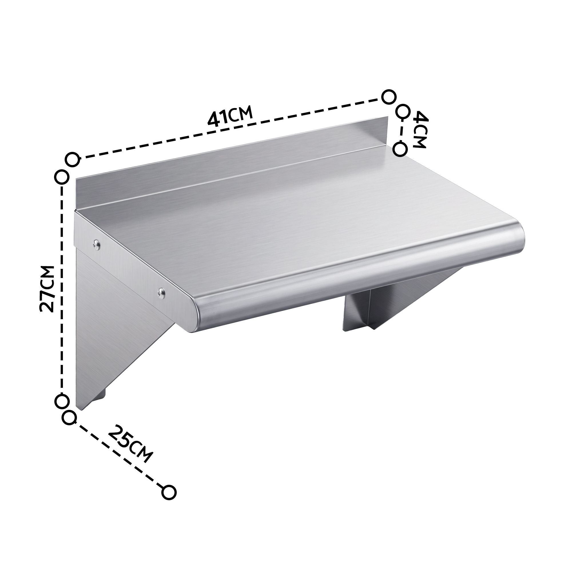Cefito 410 x 250mm 430 Stainless Steel Compact Kitchen Wall Shelf Bedworld