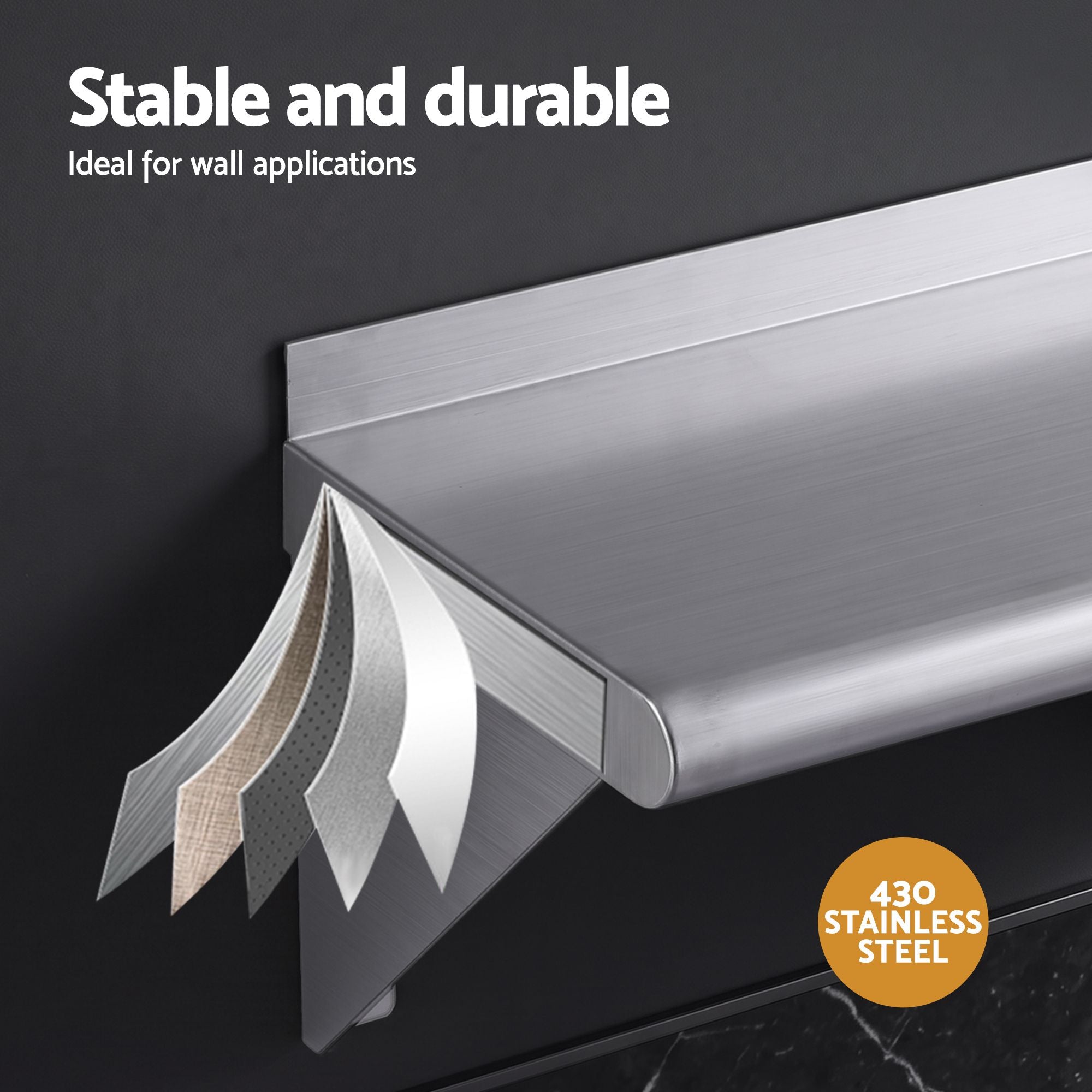 Cefito 410 x 250mm 430 Stainless Steel Compact Kitchen Wall Shelf Bedworld