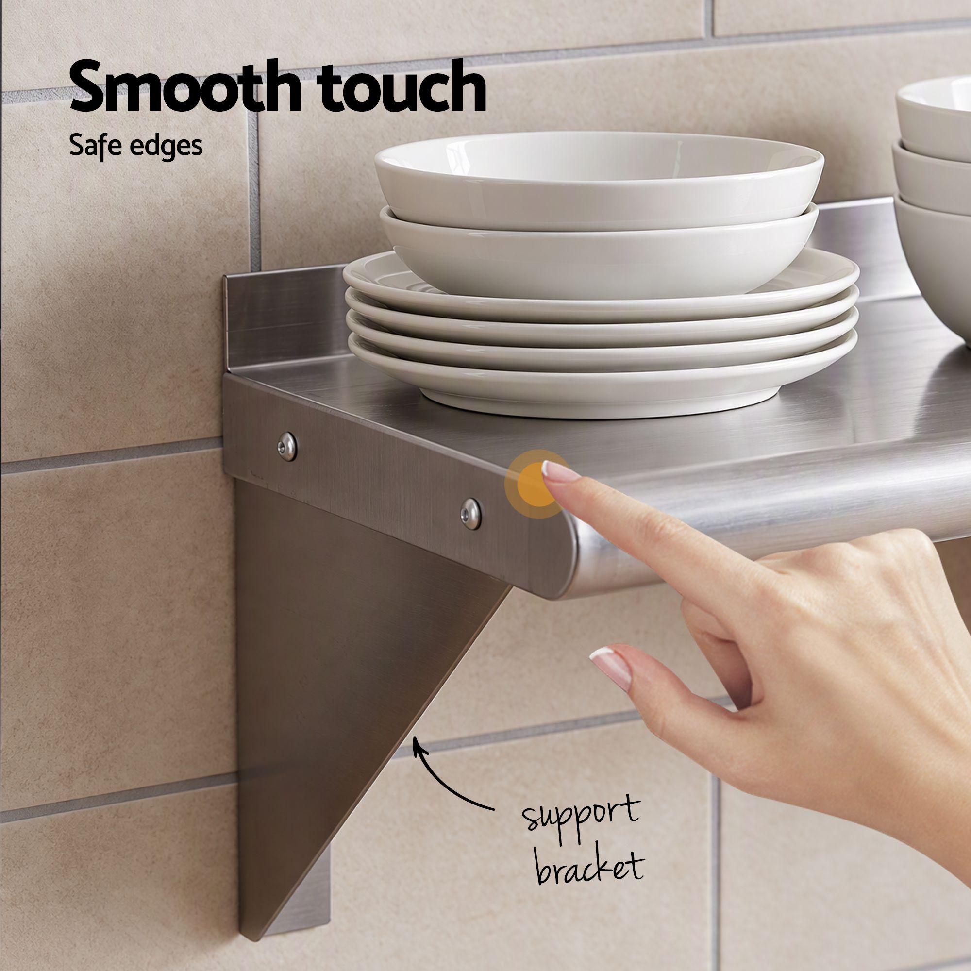 Cefito 410 x 250mm 430 Stainless Steel Compact Kitchen Wall Shelf Bedworld