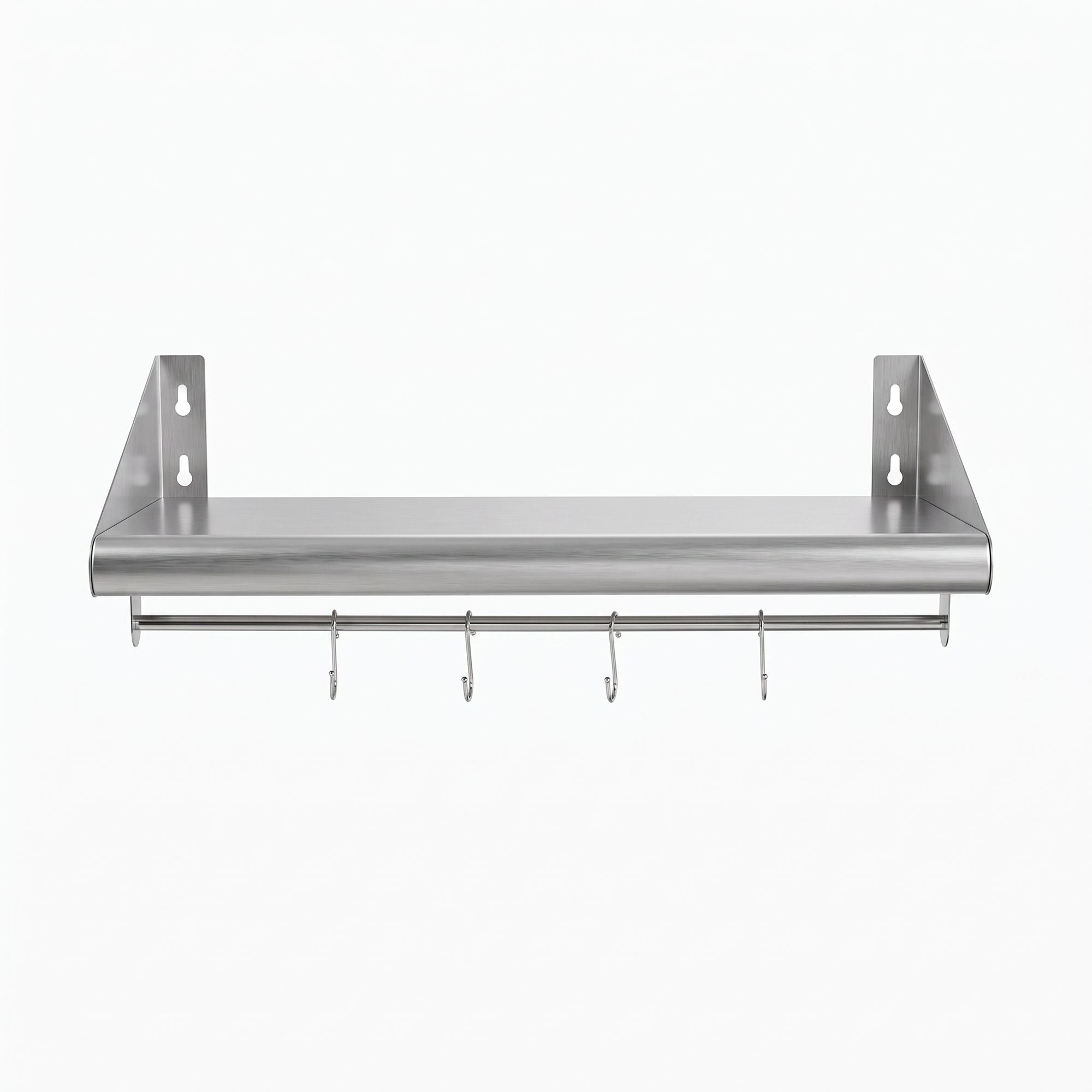 Cefito 610mm 430 Stainless Steel Wall Shelf with Hooks and Side Guards Bedworld