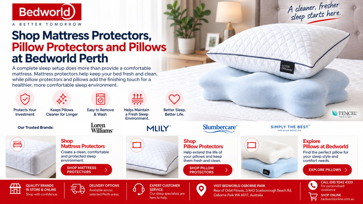 Shop Mattress Protectors, Pillow Protectors and Pillows at Bedworld Perth