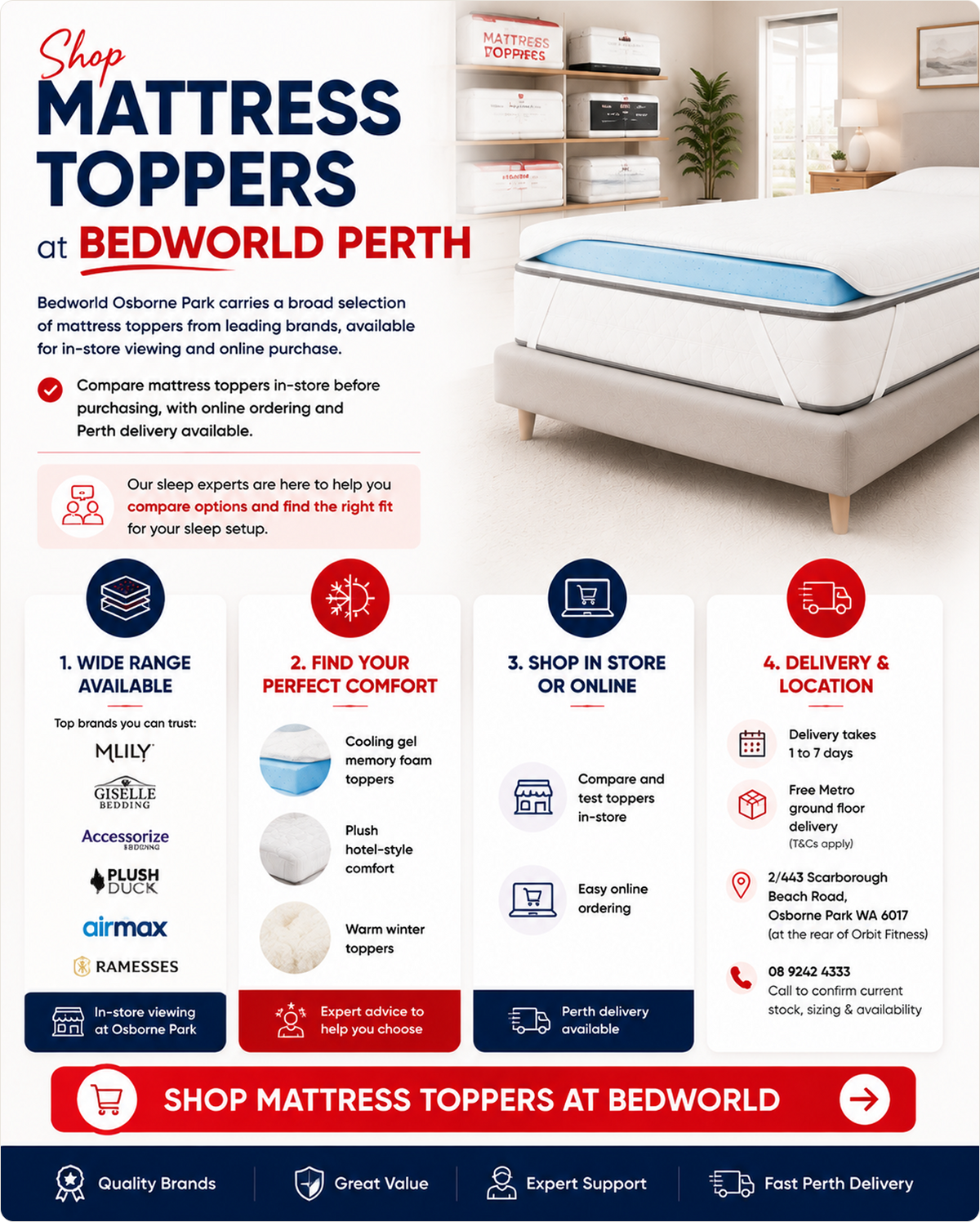 Shop Mattress Toppers at Bedworld Perth