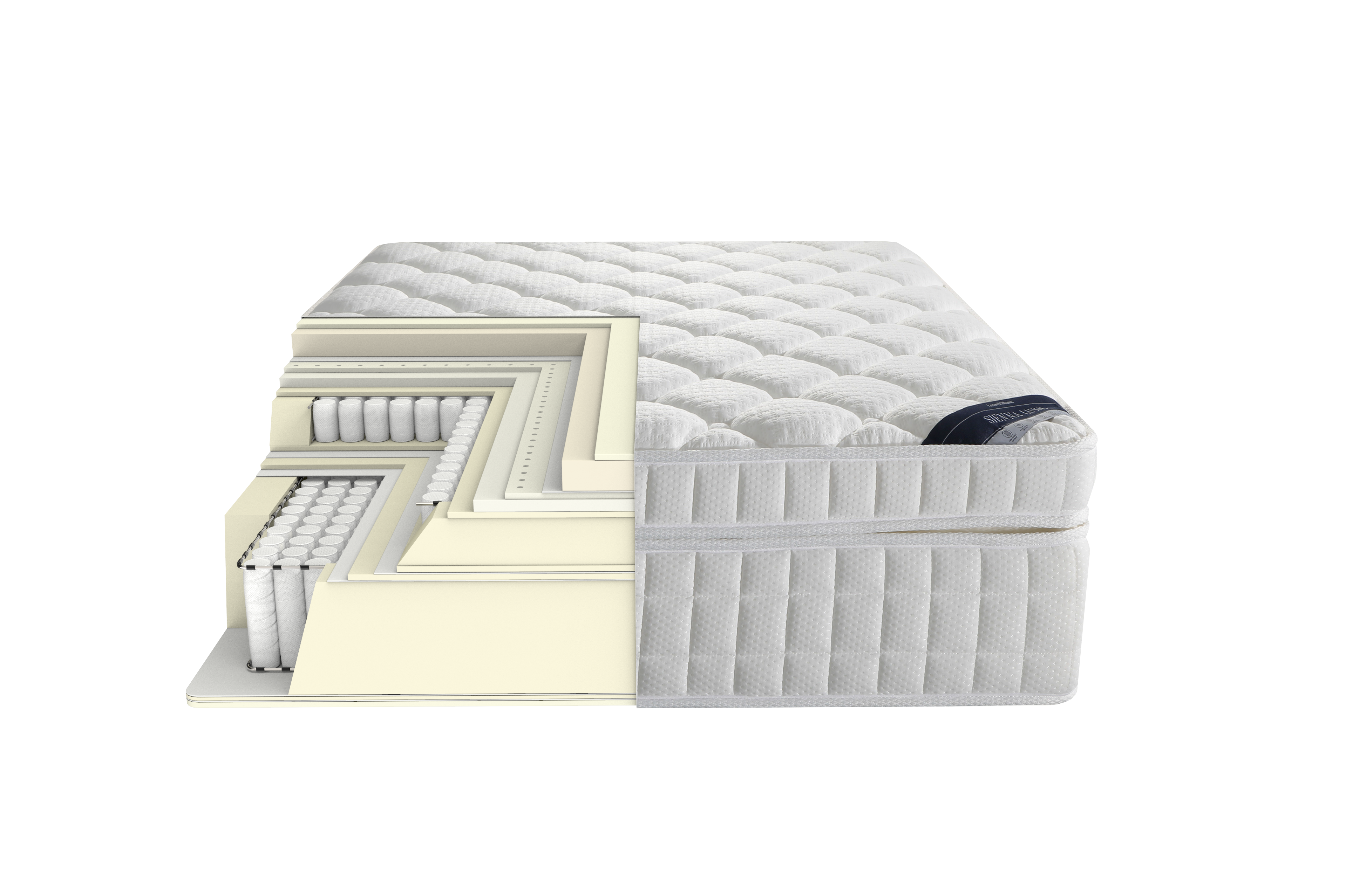 Sienna Luxe mattress with layered cross-section view and cream base