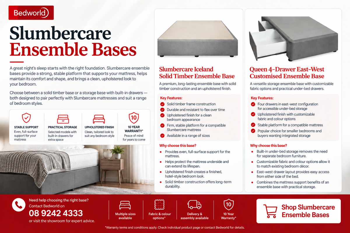 Bedworld Slumbercare Ensemble Bases with storage and adjustable mattress base options