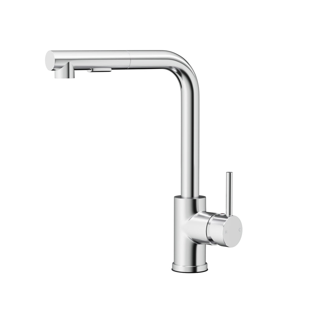 Chrome kitchen sink mixer tap with pull-out rectangle spout, 2-mode faucet