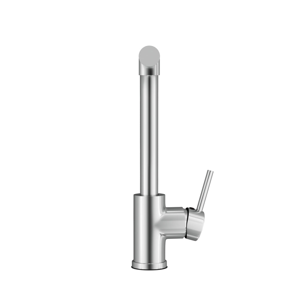 Chrome kitchen mixer tap with single lever and vertical spout