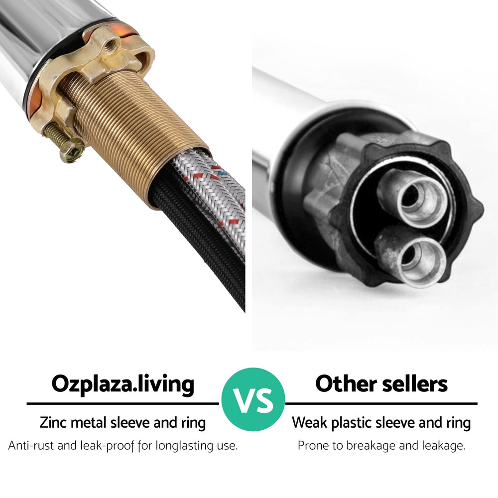 Water inlet hose connector with metal sleeve and ring for kitchen mixer tap