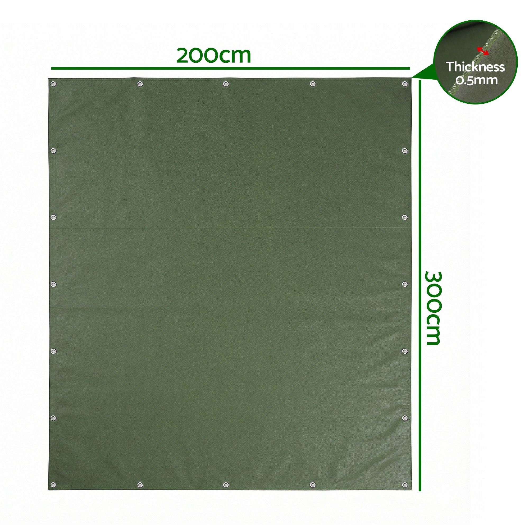 Instahut 2x3m Tarp Tarpaulin 600GSM Camping Canvas Heavy Duty Water Resistant Bedworld