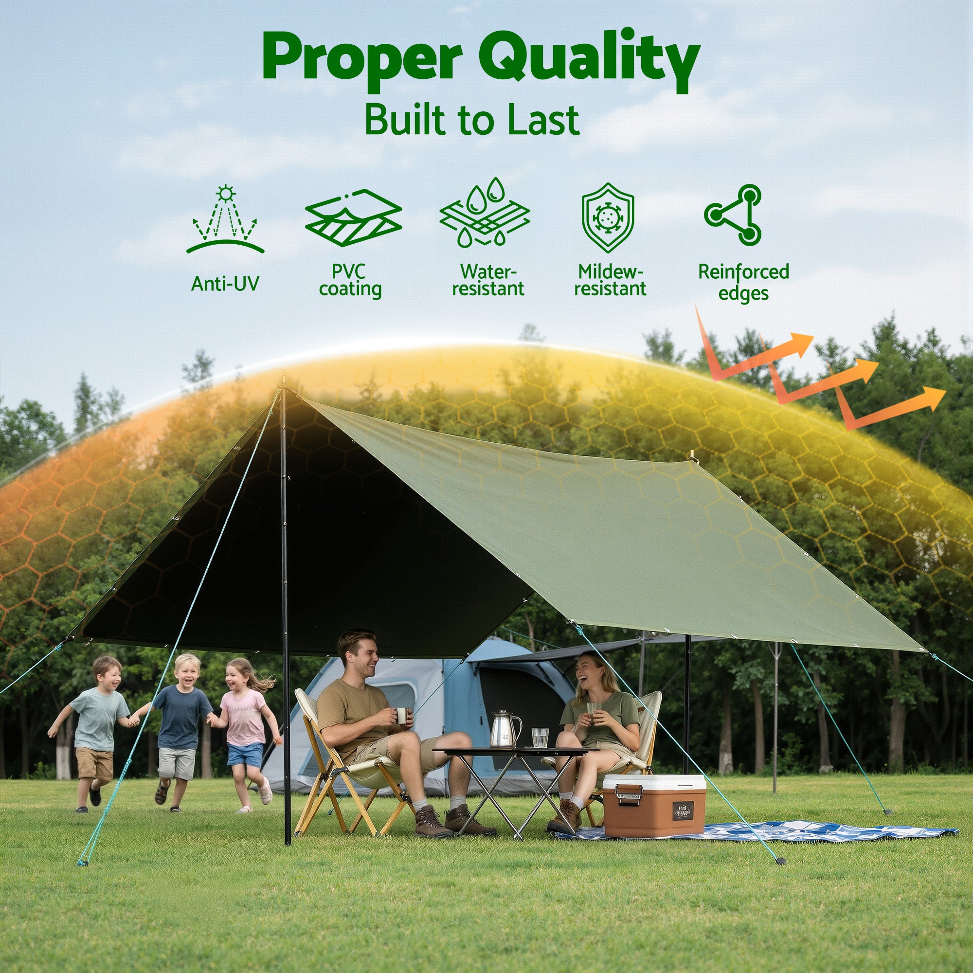 Instahut 3x4m Tarp Tarpaulin 600GSM Camping Canvas Heavy Duty Water Resistant Bedworld