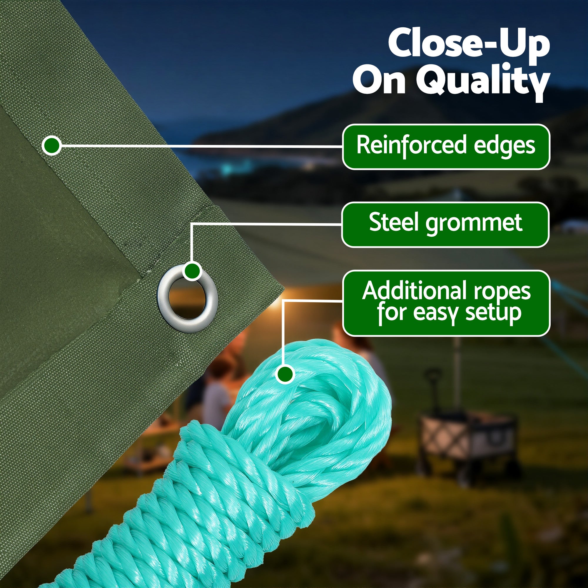 Instahut 3x4m Tarp Tarpaulin 600GSM Camping Canvas Heavy Duty Water Resistant Bedworld