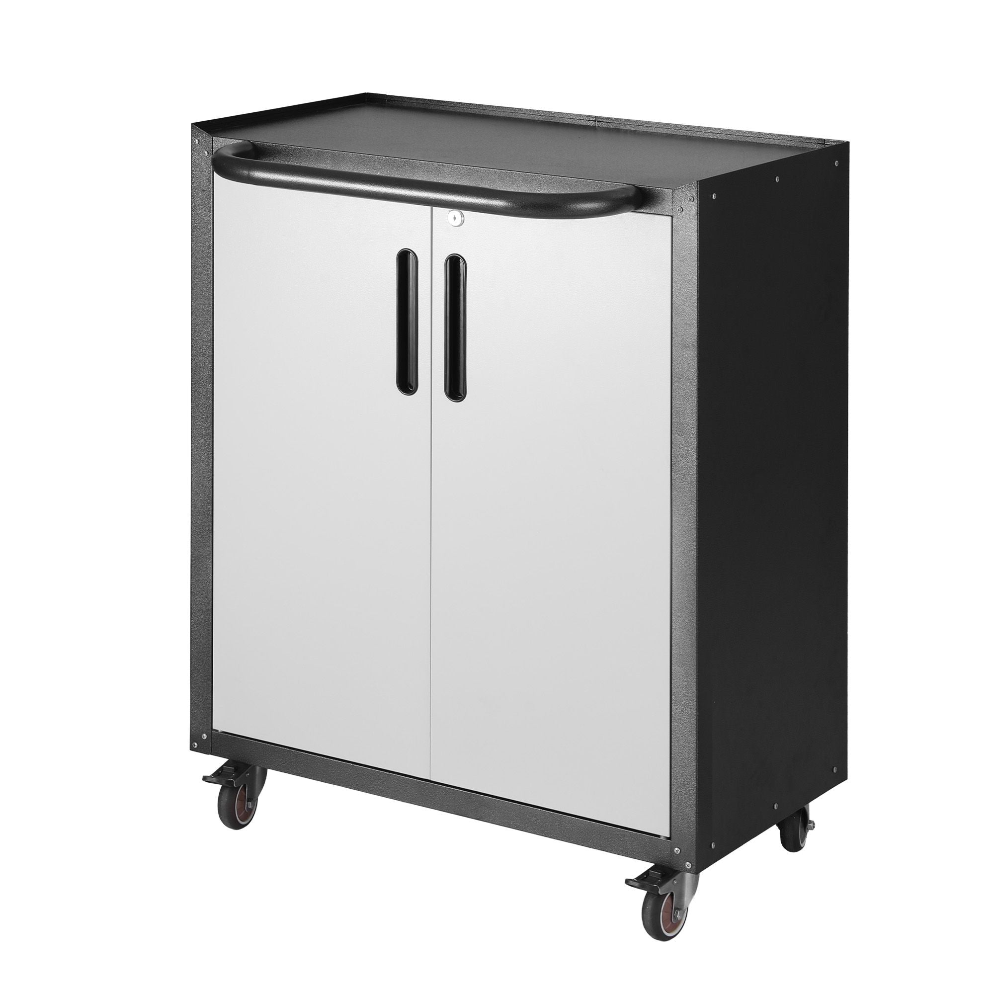 Giantz Rolling Tool Cabinet Heavy-Duty Storage Cabinet Adjustable Shelf Black and Grey Bedworld