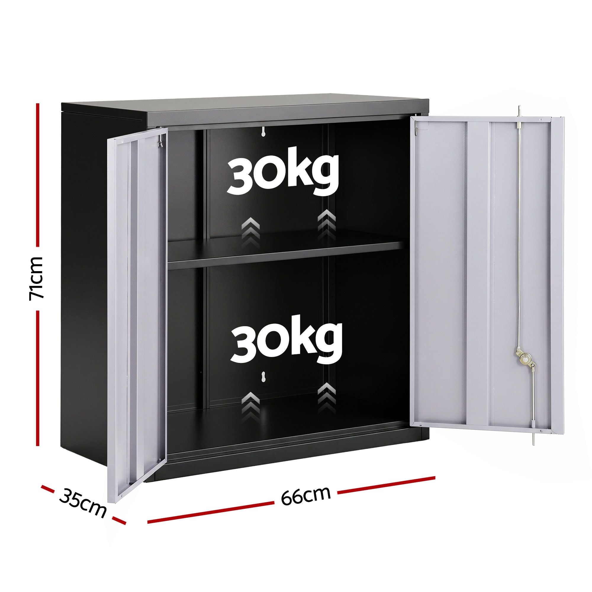 Giantz Steel Tool Cabinet Wall Mount Adjustable Shelf Garage Storage Lockable Black Grey Bedworld