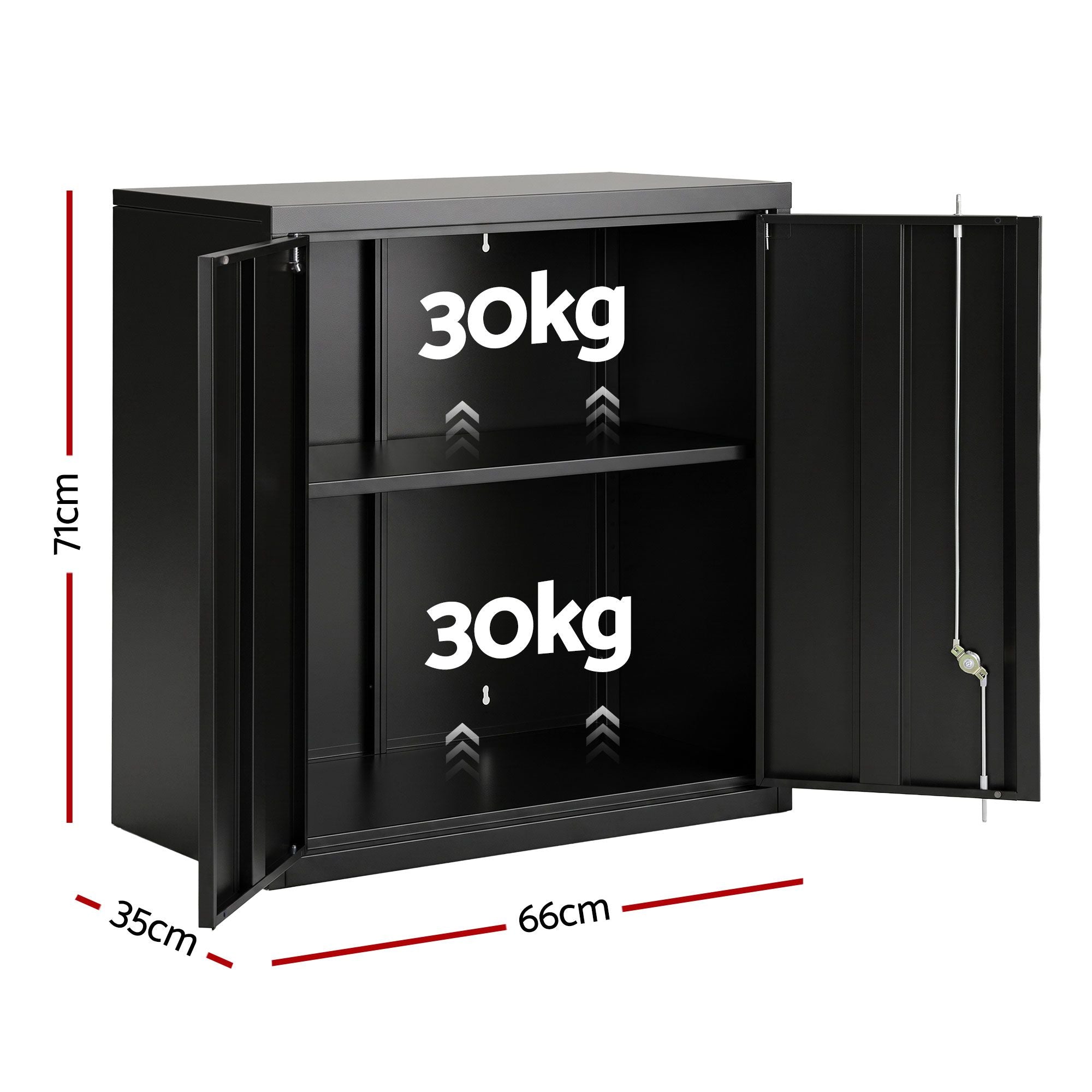 Giantz Steel Tool Cabinet Wall Mount Adjustable Shelf Garage Storage Lockable Black Bedworld