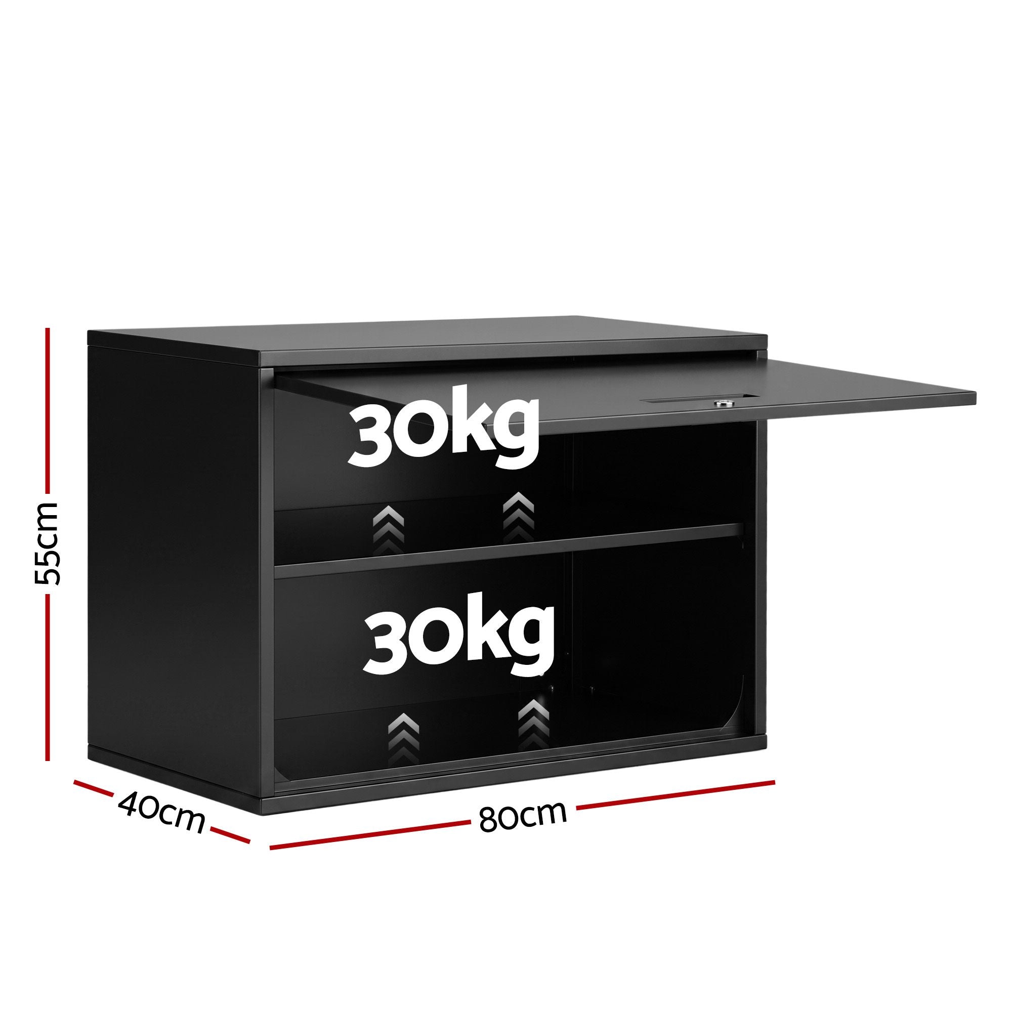 Giantz Wall Mount Steel Tool Cabinet Garage Storage Box Lockable Overhead Shelf Black Bedworld