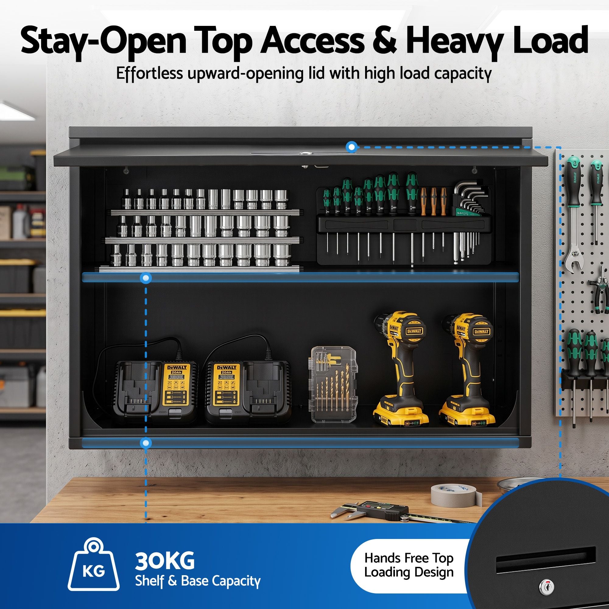 Giantz Wall Mount Steel Tool Cabinet Garage Storage Box Lockable Overhead Shelf Black Bedworld