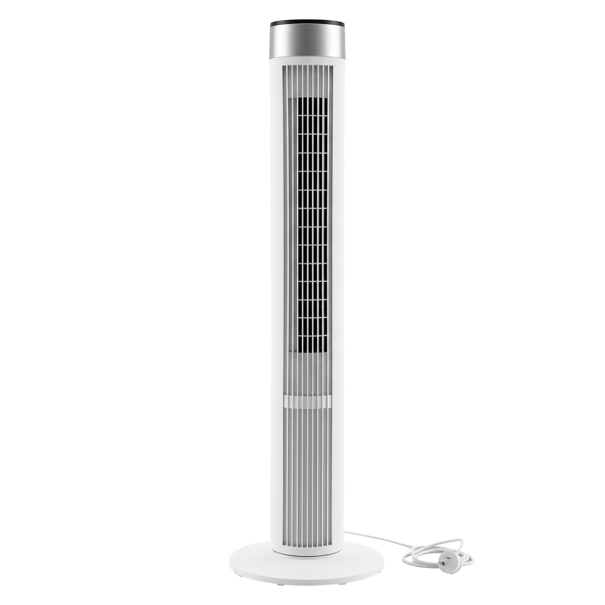 Devanti Tower Fan with Remote Control, 3 Speed 3 Mode 7.5h Timer, White Bedworld