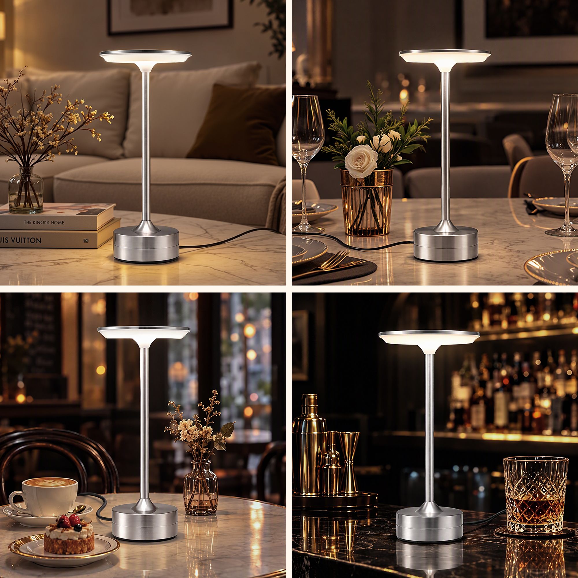 Artiss Silver Touch Table Lamp, Warm to Cool White LED, Dimmable 3000-6000K 24 LEDs, Type-C Bedworld