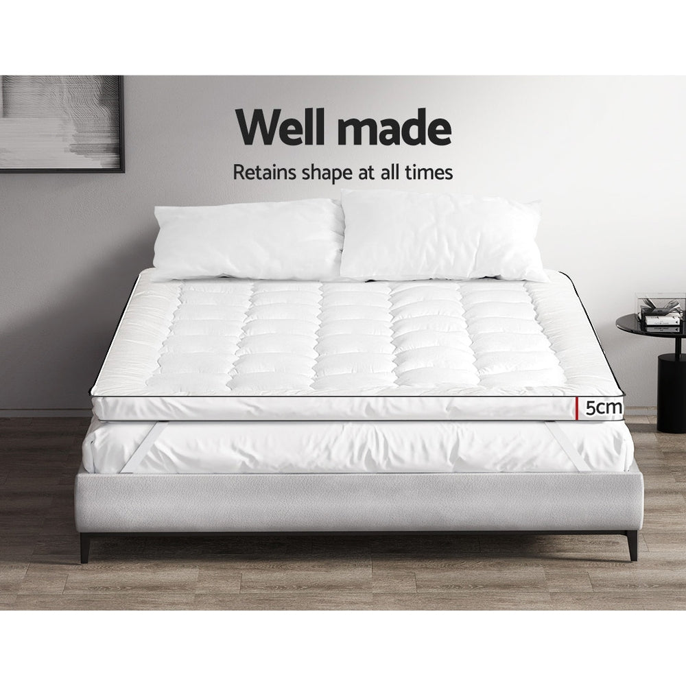 Giselle Bedding Pillowtop Mattress Topper 5cm Thick Mattress Pad for Back Pain Relief & Old Beds Machine Washable 500GSM Breathable Protector Single