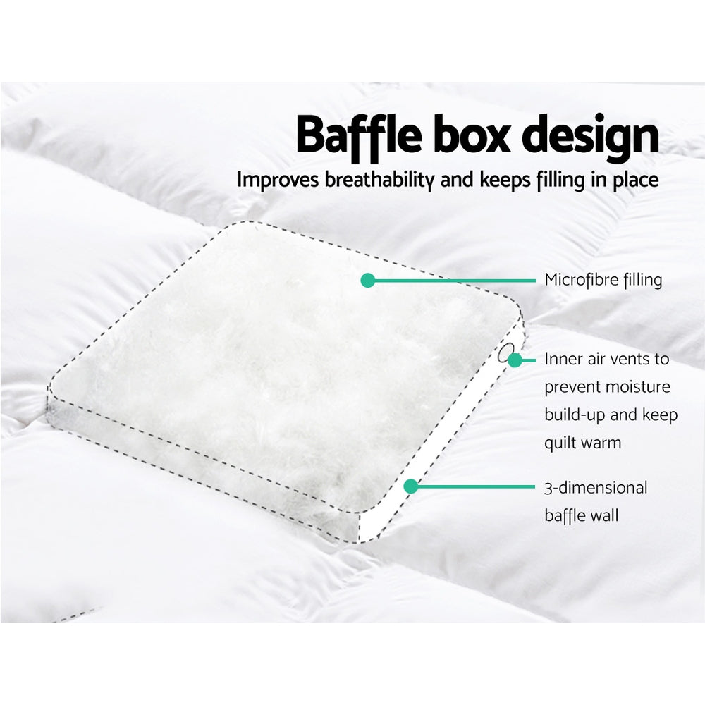 Giselle Bedding Pillowtop Mattress Topper 5cm Thick Pad for Back Pain Relief Washable Underlay Protector 1000GSM Microfibre Filling 45cm Deep Pocket King