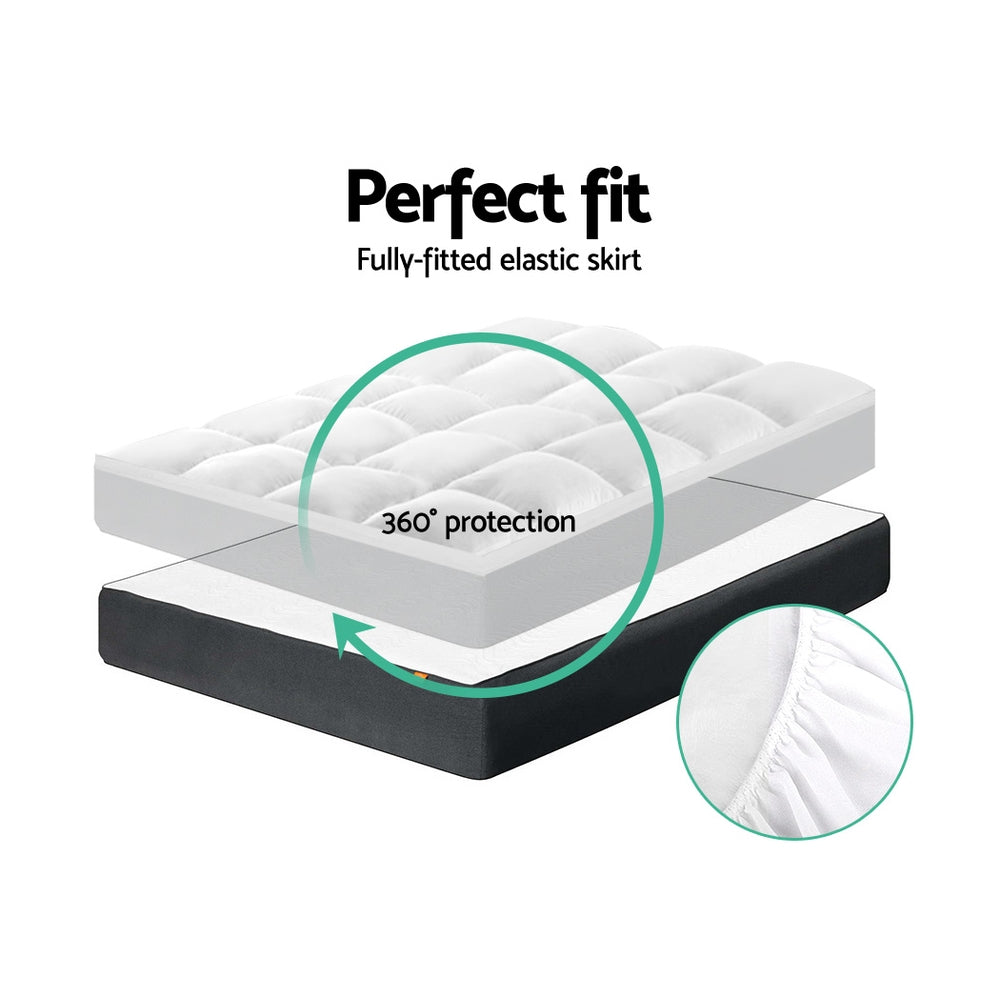 Giselle Bedding Pillowtop Mattress Topper 5cm Thick Pad for Back Pain Relief Washable Underlay Protector 1000GSM Microfibre Filling 45cm Deep Pocket Single