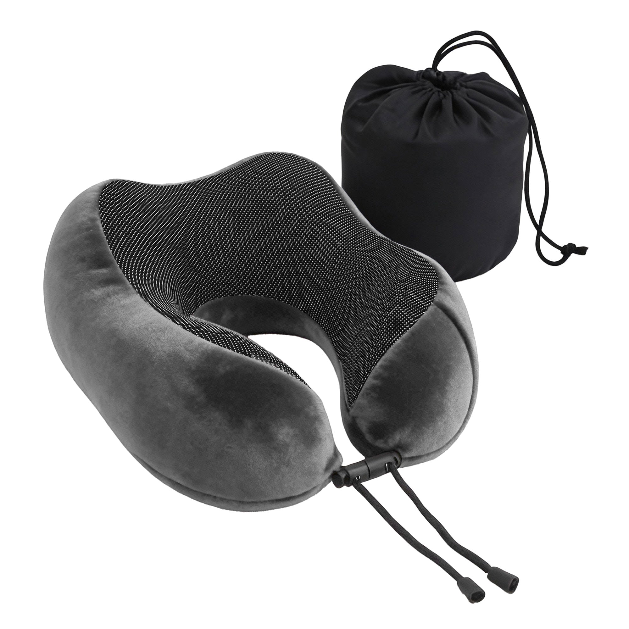 Wanderlite Travel Pillow for Airplanes Memory Foam Neck Pillows for Traveling, Soft & Washable Cover with Storage Bag, Portable Plane Accessories for Airplanes Offices Cars, Grey Bedworld