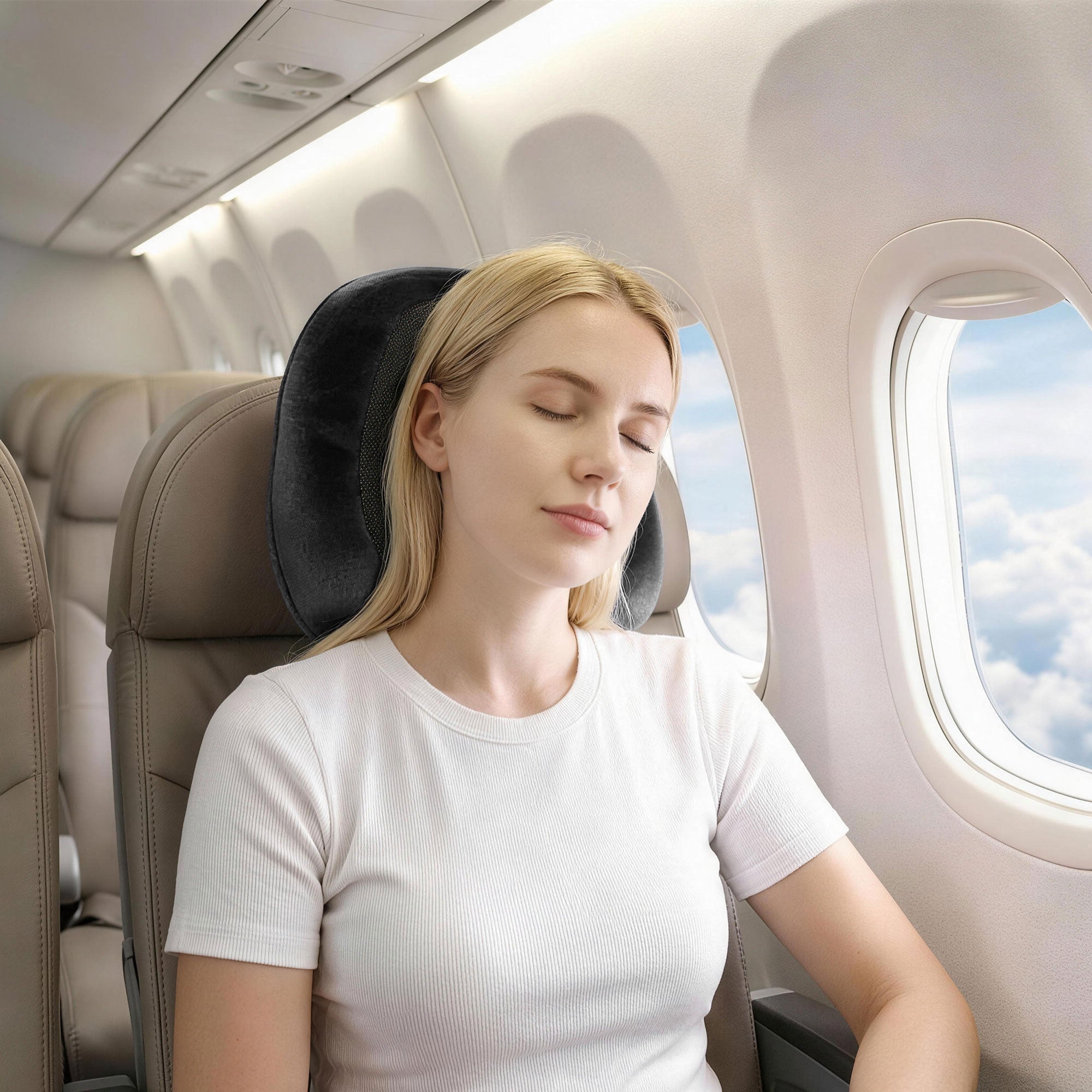 Wanderlite Travel Pillow for Airplanes Memory Foam Neck Pillows for Traveling, Soft & Washable Cover with Storage Bag, Portable Plane Accessories for Airplanes Offices Cars, Grey Bedworld